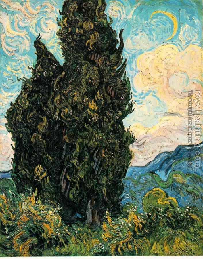 Vincent Van Gogh : Two Cypresses II